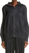 Pleats Please Issey Miyake Pleated Zip Front Hoodie