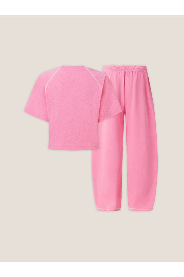Cloud Cropped Sweat Set, Alternate, color, Bubblegum Pink
