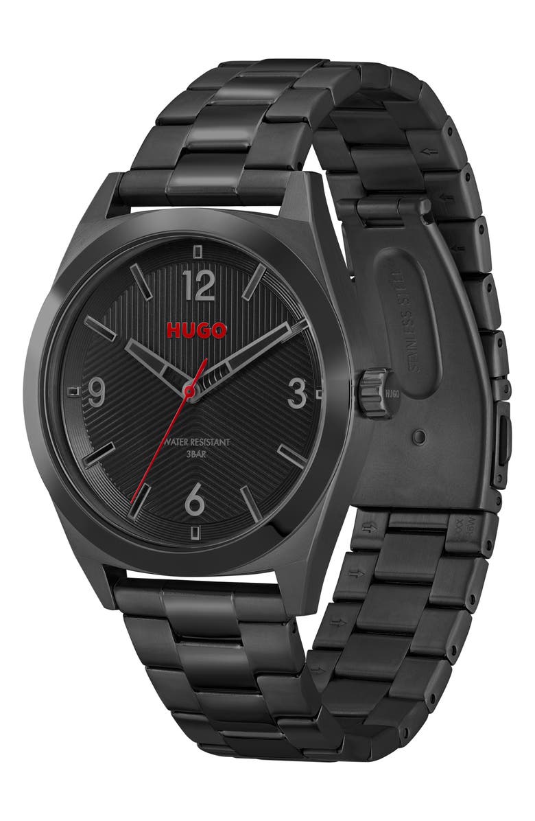 HUGO Make Bracelet Watch, 42mm, Alternate, color, Black