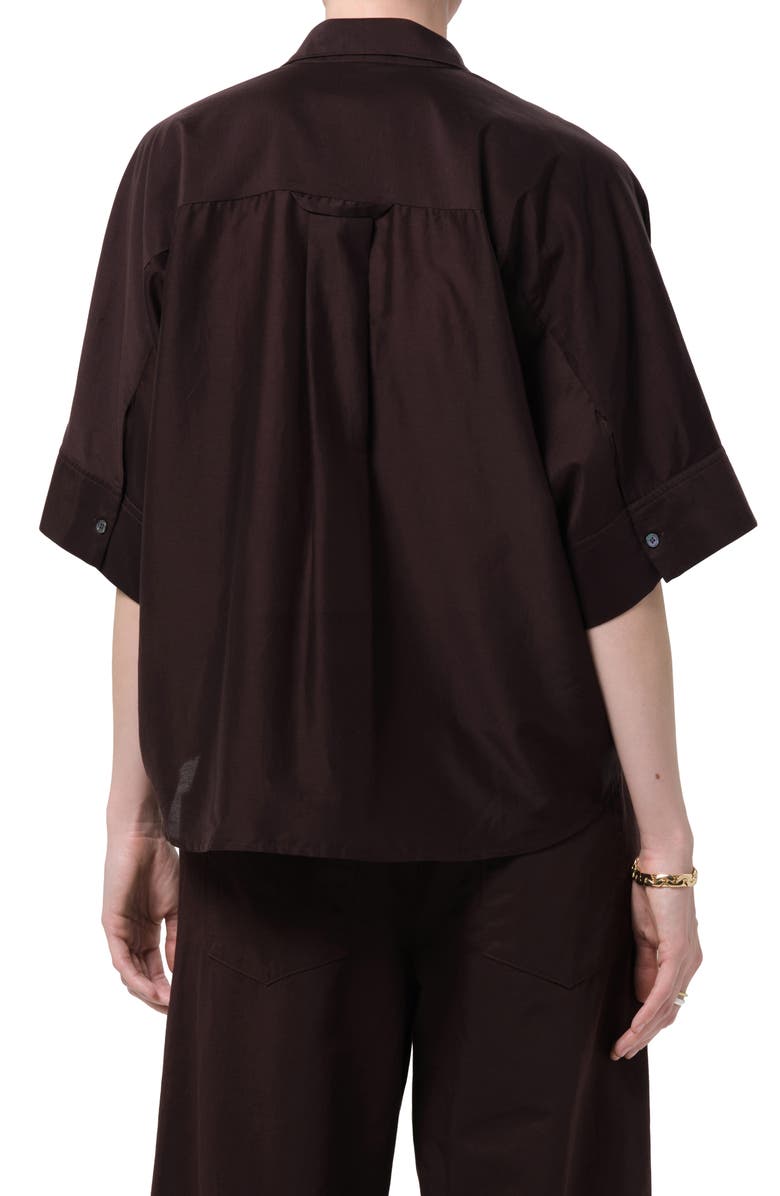 Citizens of Humanity Claire Lace Inset Cotton & Silk Blend Button-Up Top, Alternate, color, Chocolate Dark Brown