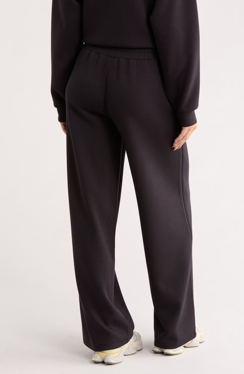 Z by Zella Whisper Knit High Waist Wide Leg Pants, Alternate, color, Black