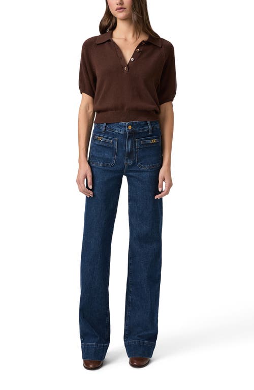 Paige Sasha Patch Pocket High Waist Wide Leg Jeans In Blue