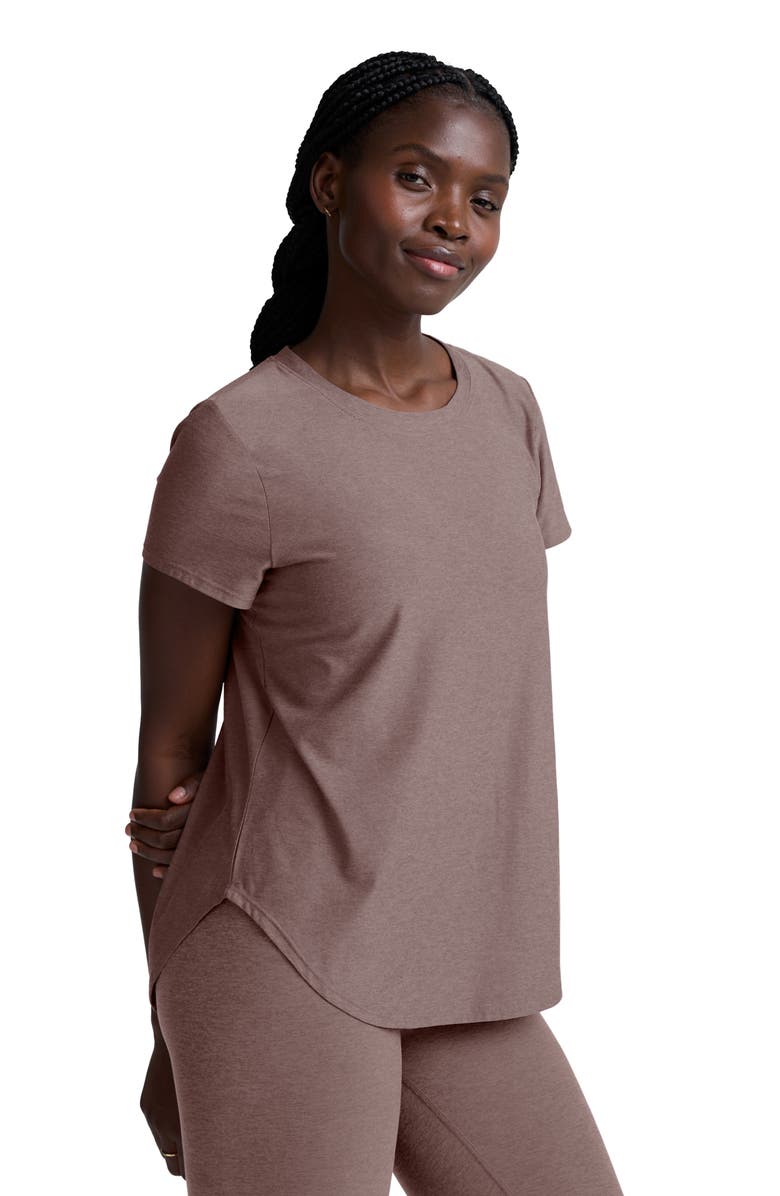 Beyond Yoga On the Down Low T-Shirt, Alternate, color, Rosey Taupe Heather