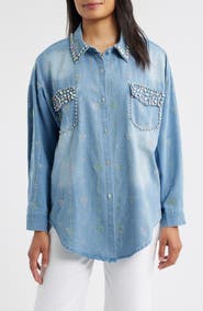 NIKKI LUND Keyla Embellished Button-Up Shirt