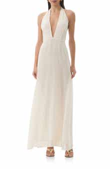 AFRM Odenah Yellow Polka Dot Halter Dress