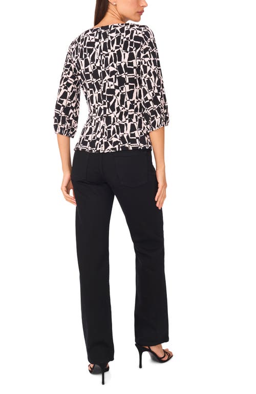 Vince Camuto Ity Wrap Surplice Neck Blouse In Black