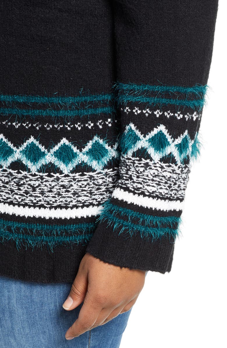 Caslon<sup>®</sup> Fair Isle Convertible Cowl Neck Sweater, Alternate, color, 