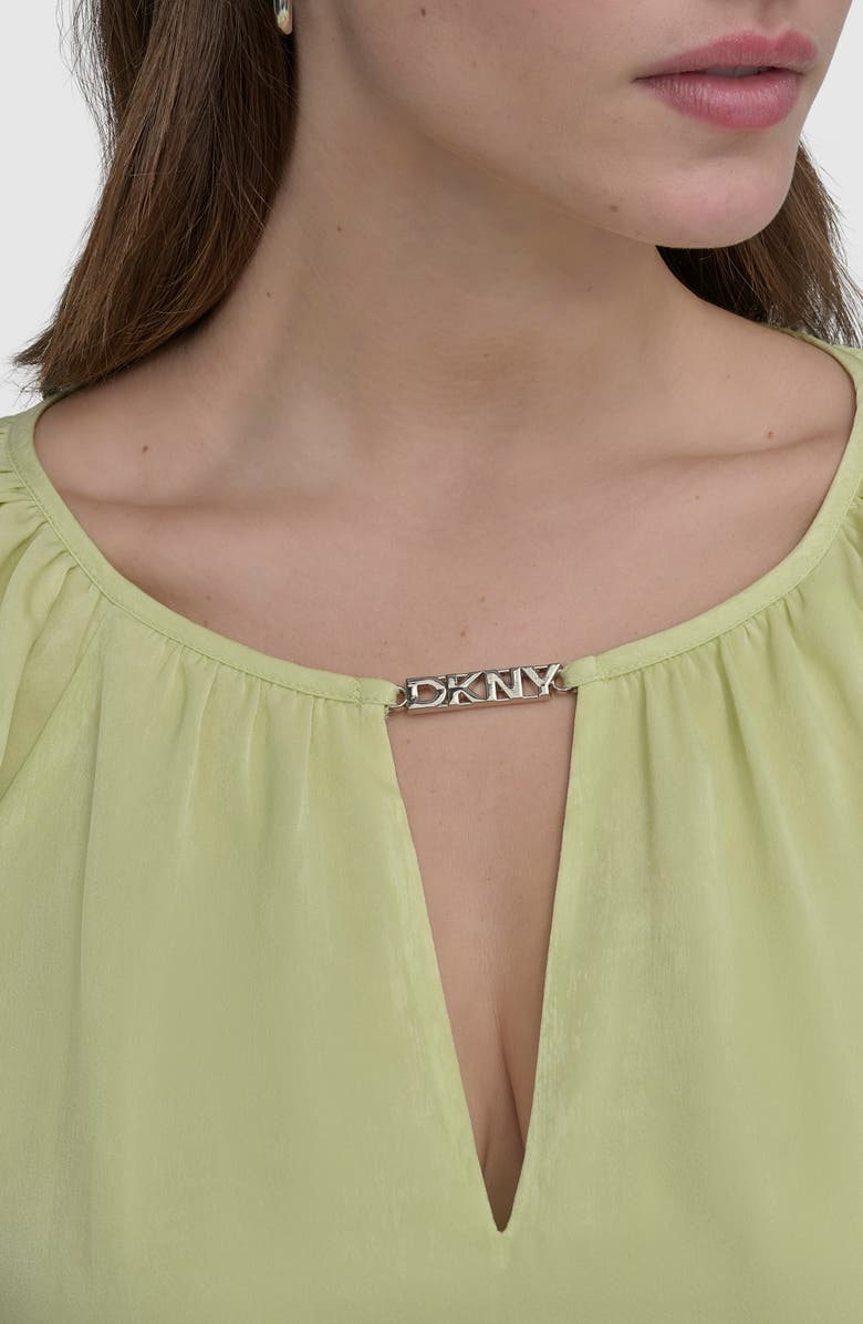 DKNY Logo Puff Sleeve Top, Alternate, color, Tea Green