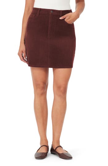 Kensie High Waist Corduroy A-line Skirt In Brown