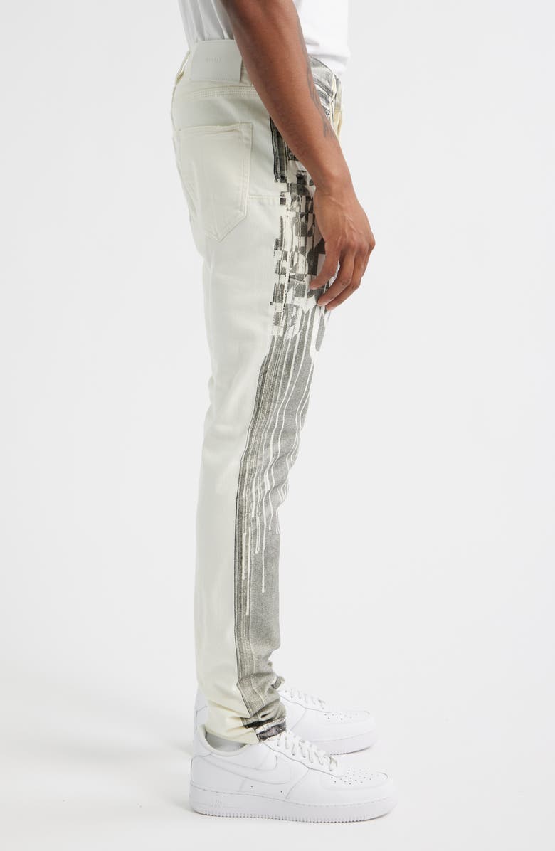 PURPLE BRAND Reverse Black Foil Skinny Jeans, Alternate, color, Off White