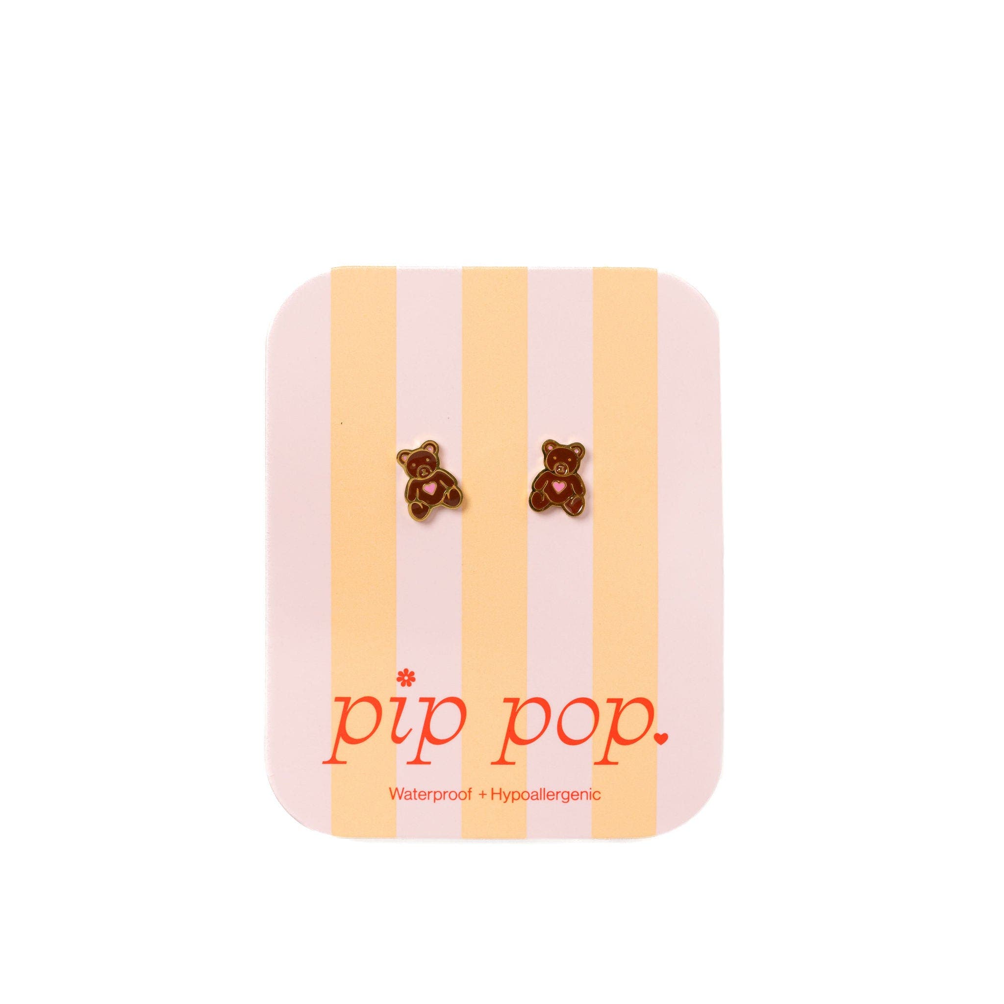 Pip Pop Girls' Teddy Bear Flatback Stud Hypoallergenic Earrings | Nordstrom