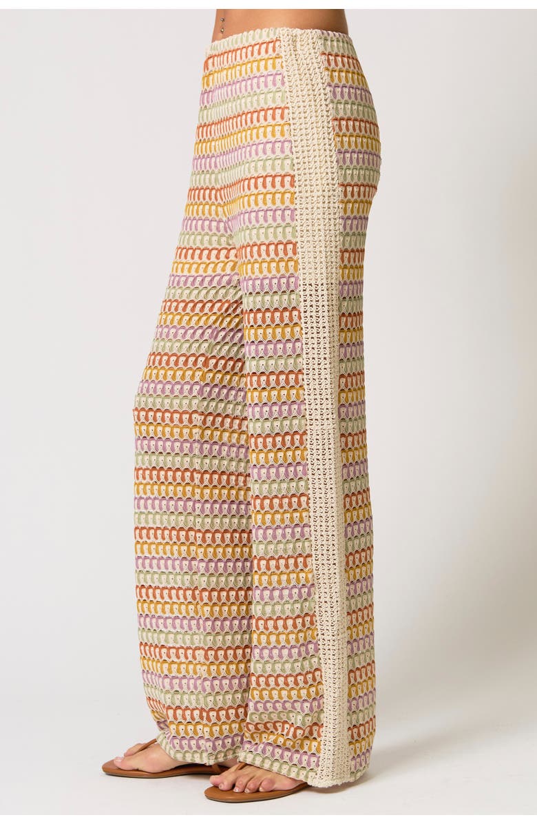 Central Park West Celine Rainbow Crochet Mid Rise Pants, Alternate, color, Rainbow