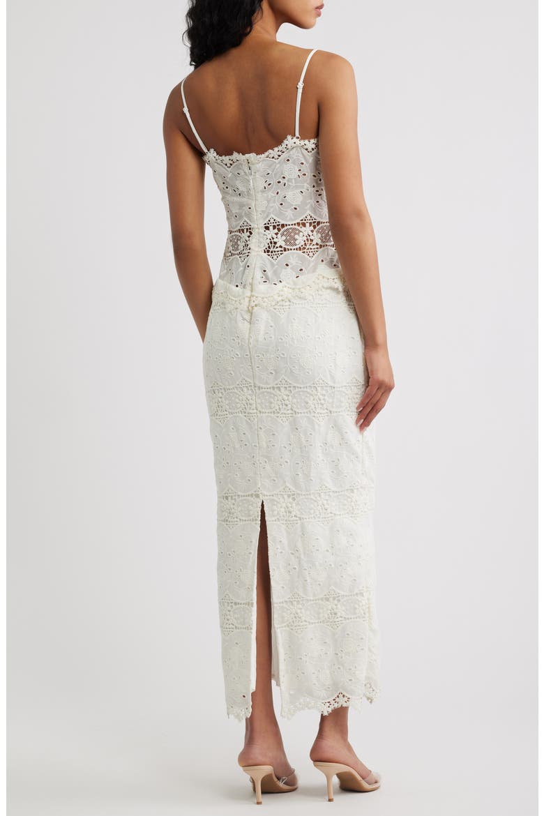 Serenella Broderie Anglaise Column Gown, Alternate, color, WHITE