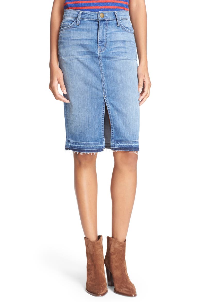 'The High Waist' Denim Pencil Skirt, Main, color, ISLAND HOPPER W/ RELEASED HEM
