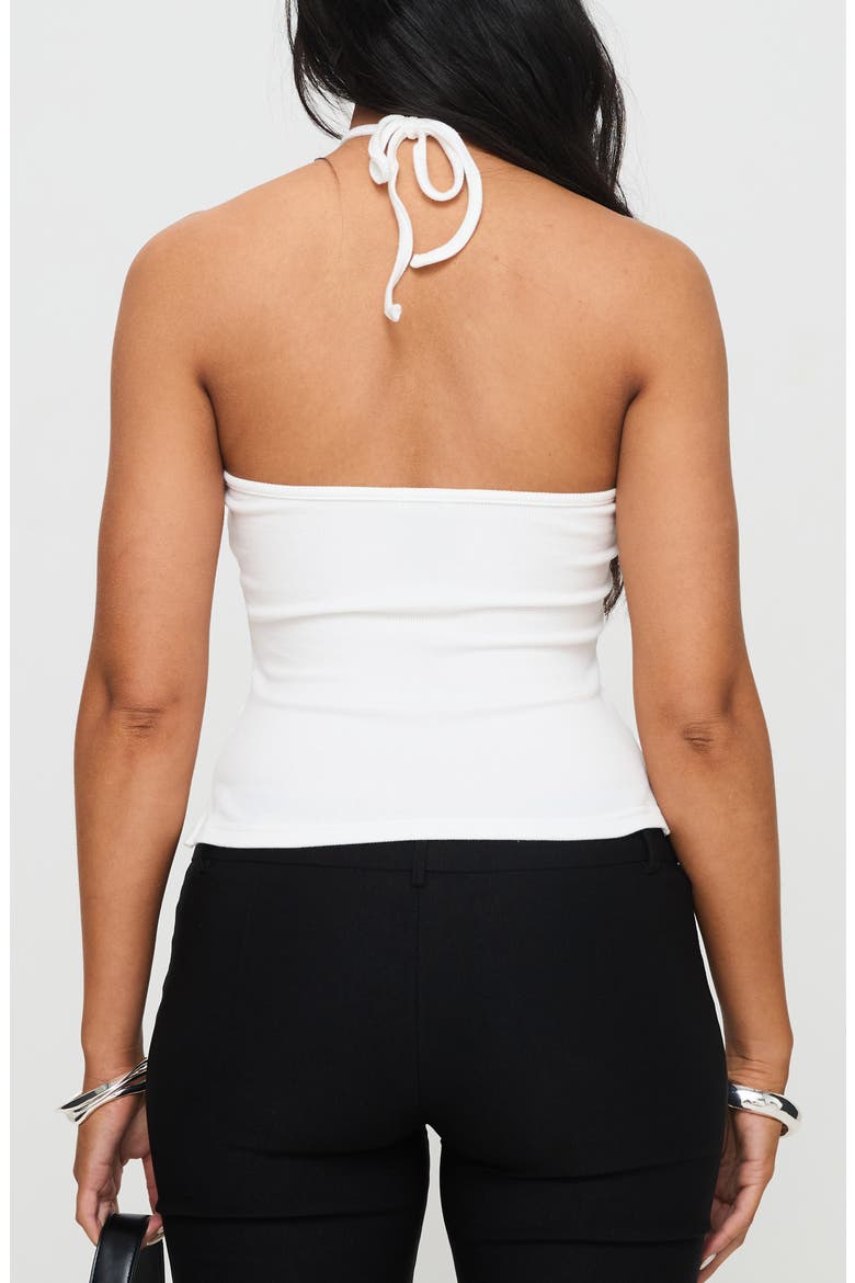 Baseline Rib Stretch Cotton Halter Top, Alternate, color, WHITE