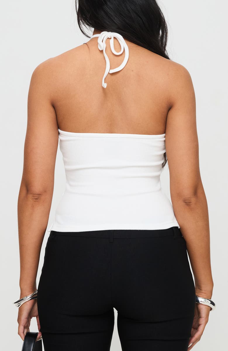 Princess Polly Baseline Rib Stretch Cotton Halter Top, Alternate, color, White
