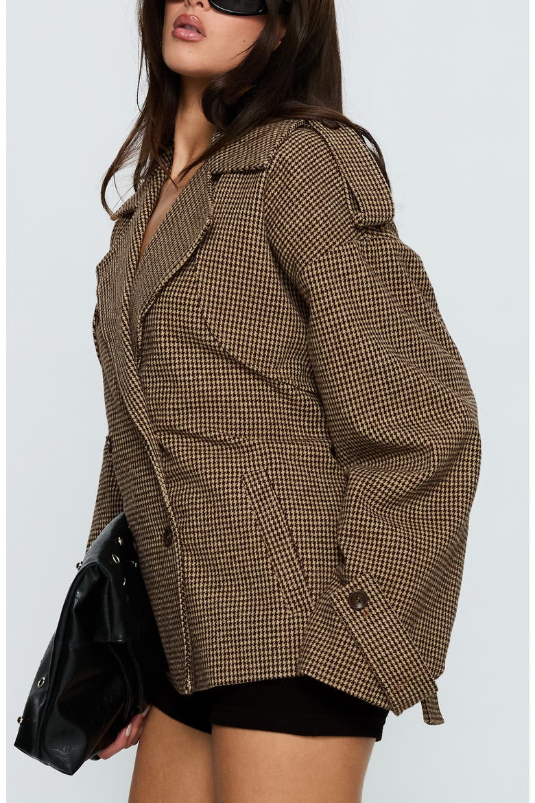 Brieanna Cropped Trench Coat, Alternate, color, BROWN CHECK