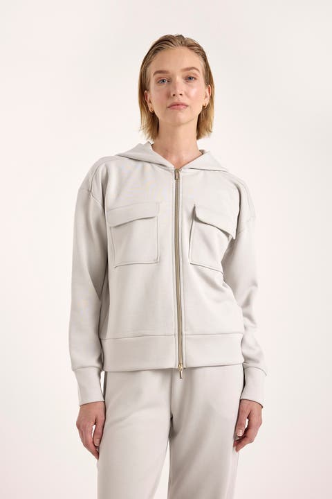 Patch Pocket Jersey Full Zip Hoodie