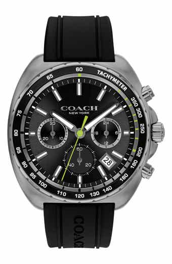 COACH Charter Chronograph Silicone Strap Watch, 44.5mm