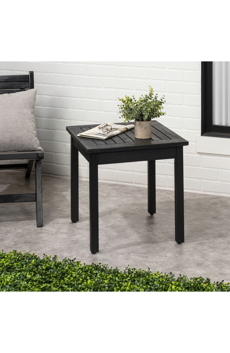 JONATHAN Y Archer 18.9" Modern Classic Square Slatted Solid Acacia Wood Indoor/Outdoor Adirondack Side Table, Alternate, color, Black