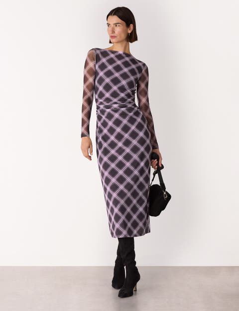Check Mesh Dress