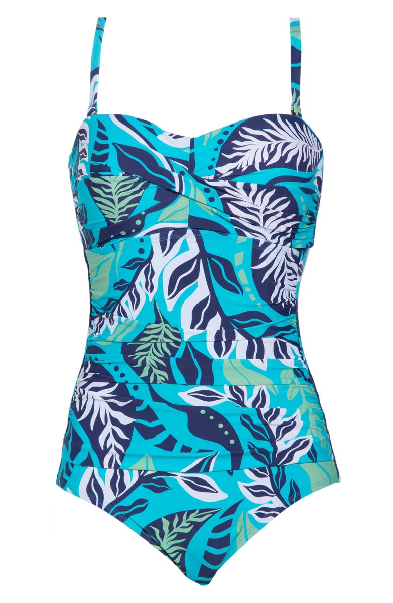 JANTZEN Flora Bandeau One-Piece Swimsuit, Alternate, color, Calypso Blue