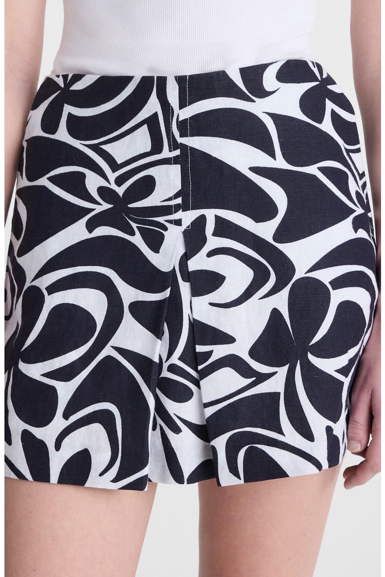 Pleated Linen Miniskirt, Alternate, color, WHITE MULTI