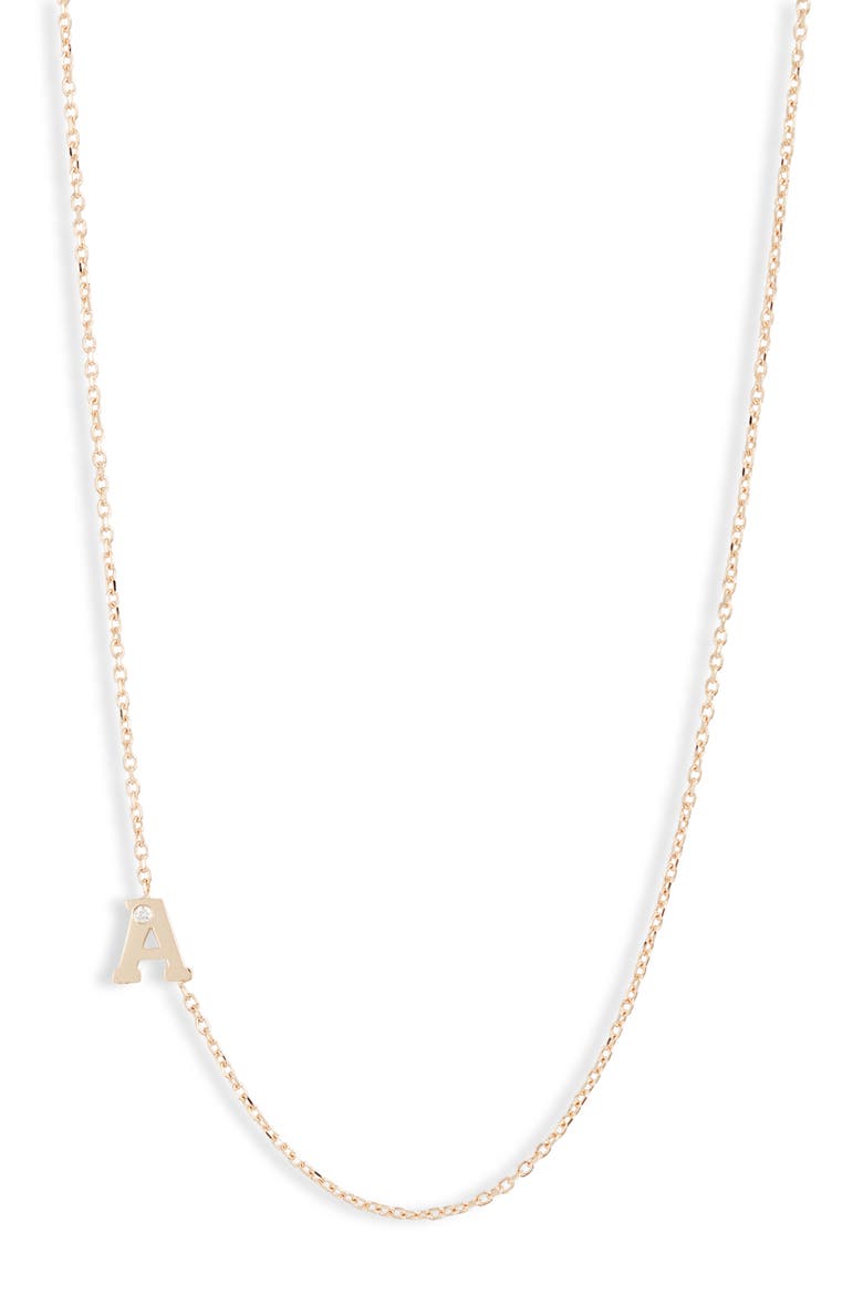 Diamond Initial Necklace, Main, color, A