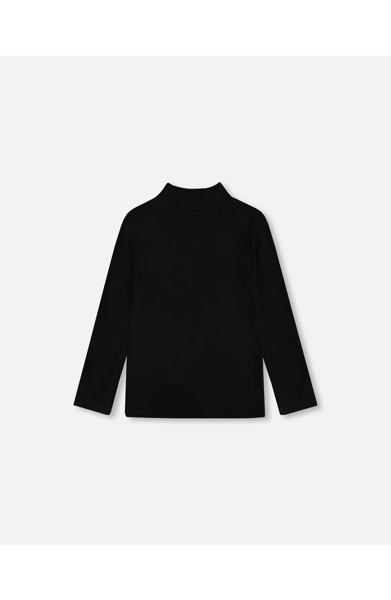 Deux par Deux Girl's Super Soft Brushed Mock Neck Top Black, Alternate, color, 
