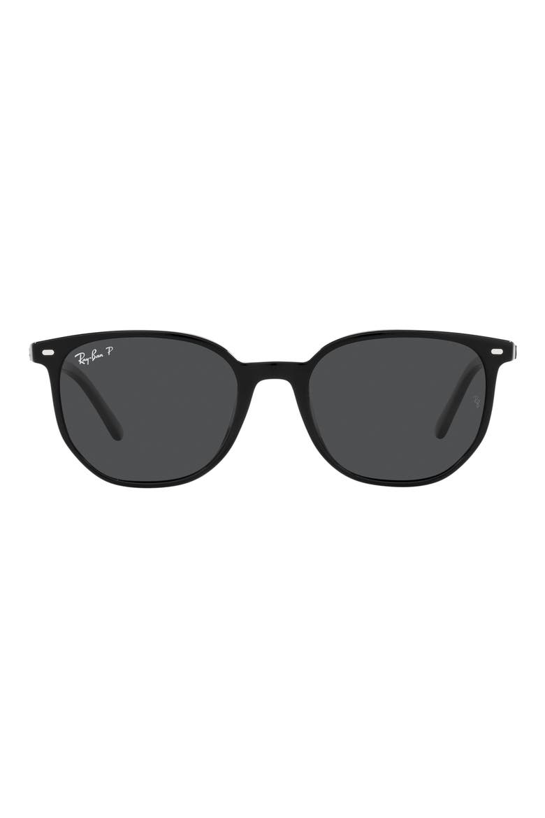 54mm Polarized Square Sunglasses, Main, color, BLACK