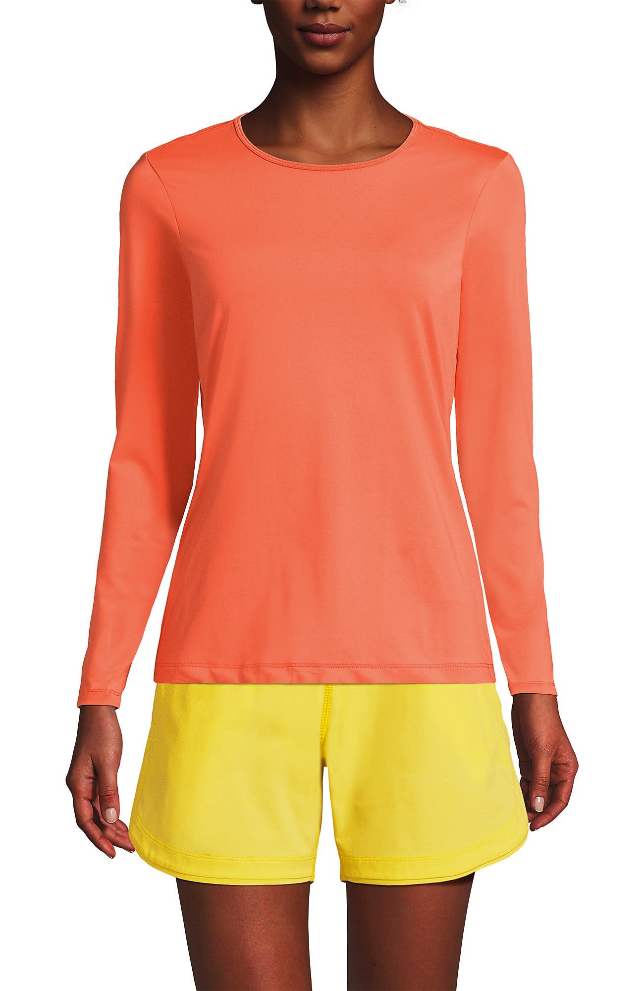 Lands' End Sunshade Upf 50 Long Sleeve Relaxed Rash Guard In Orange
