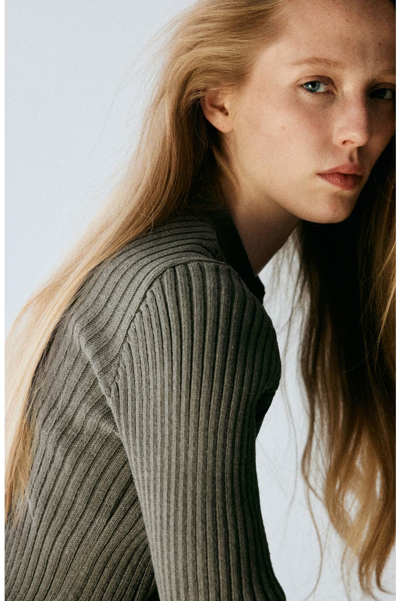 Rib Detail Jacket, Alternate, color, KHAKI GREEN