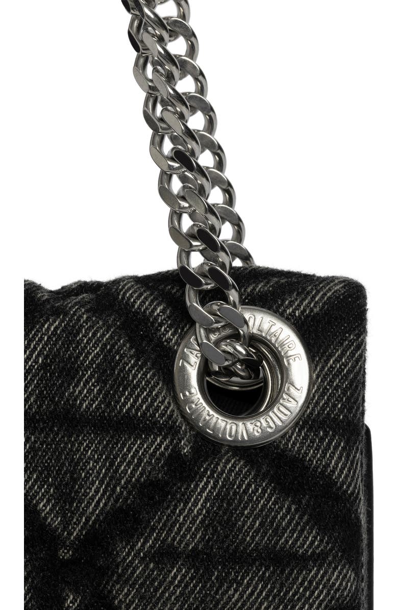 Zadig & Voltaire Rock II Diamond Quilted Monogram Denim Crossbody Bag, Alternate, color, Road