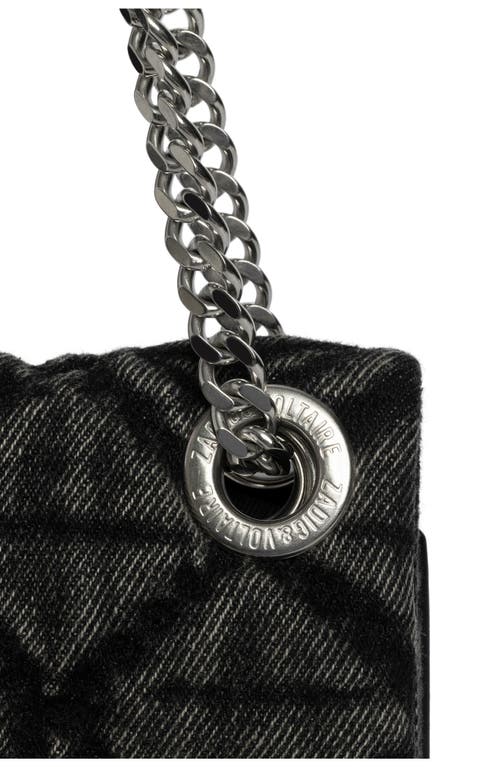 Zadig & Voltaire Rock Ii Diamond Quilted Monogram Denim Crossbody Bag In Gray