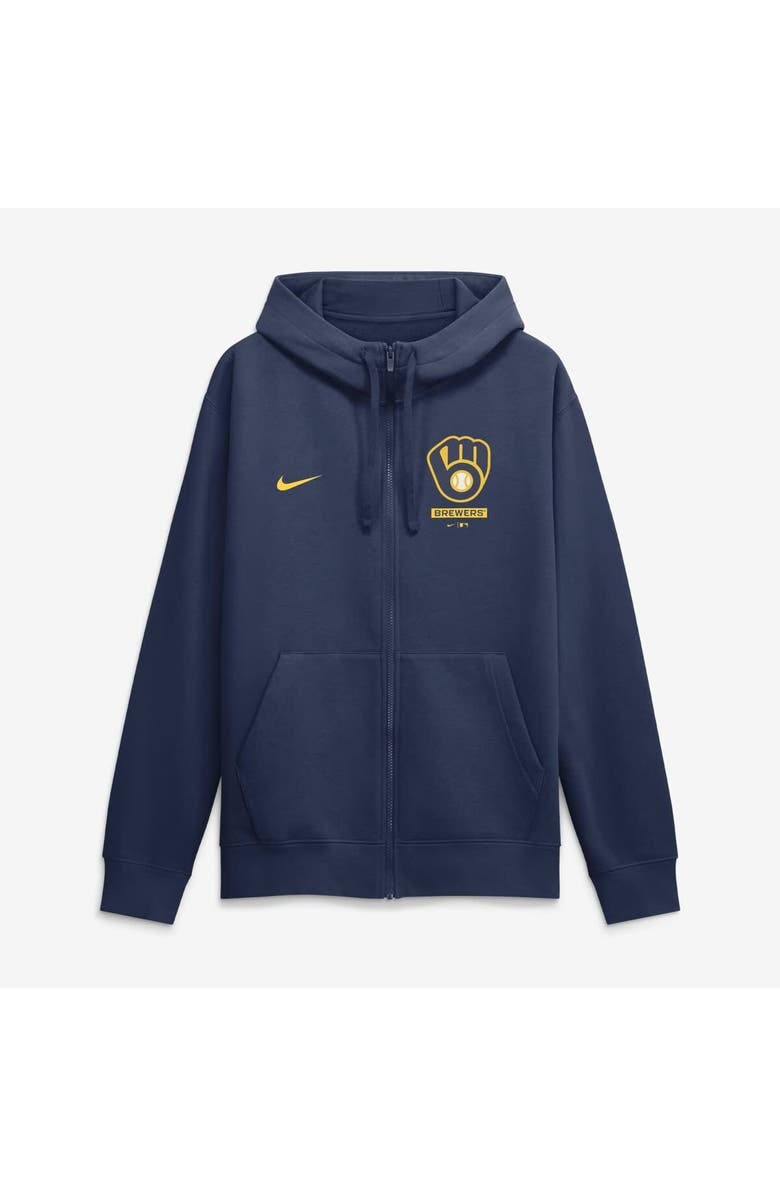 Nike Men's Nike Navy Milwaukee Brewers Primetime Lockup Full-Zip Hoodie, Alternate, color, Navy