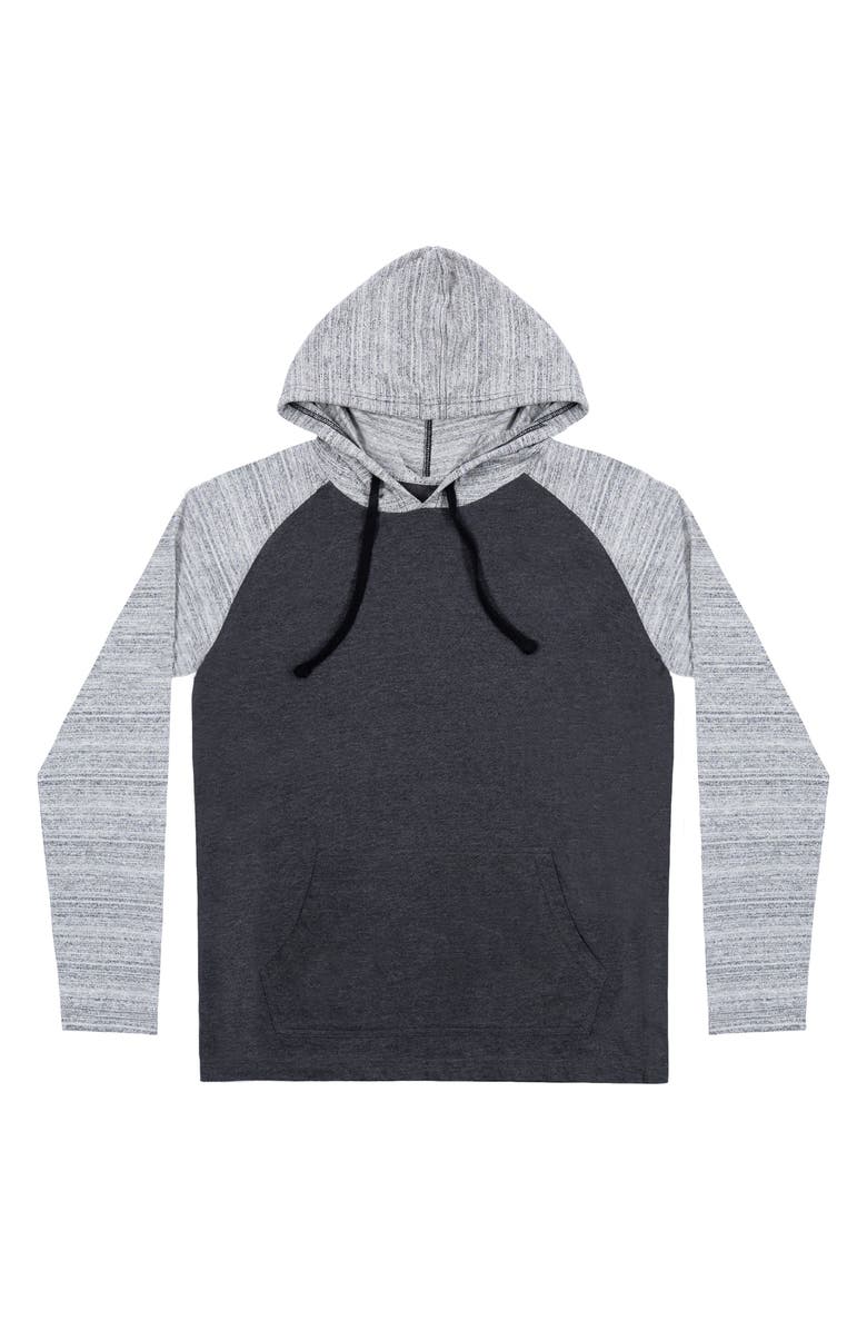 BURNSIDE Raglan Sleeve Hoodie, Main, color, Charcoal
