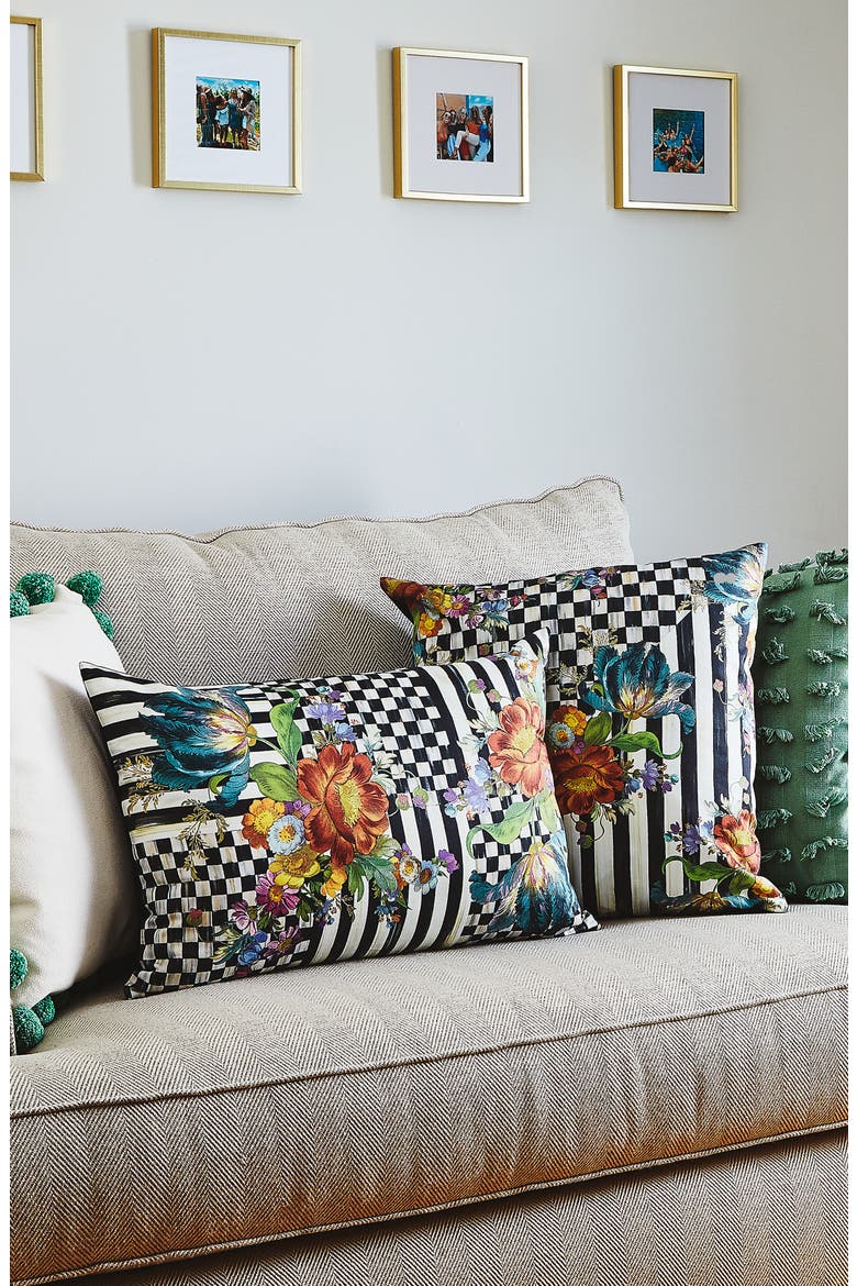 Courtly Flower Market Lumbar Pillow, Alternate, color, BLACK MULTI
