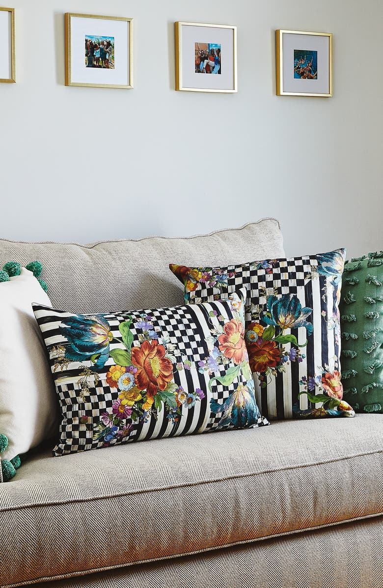 MACKENZIE CHILDS Courtly Flower Market Lumbar Pillow, Alternate, color, Black Multi