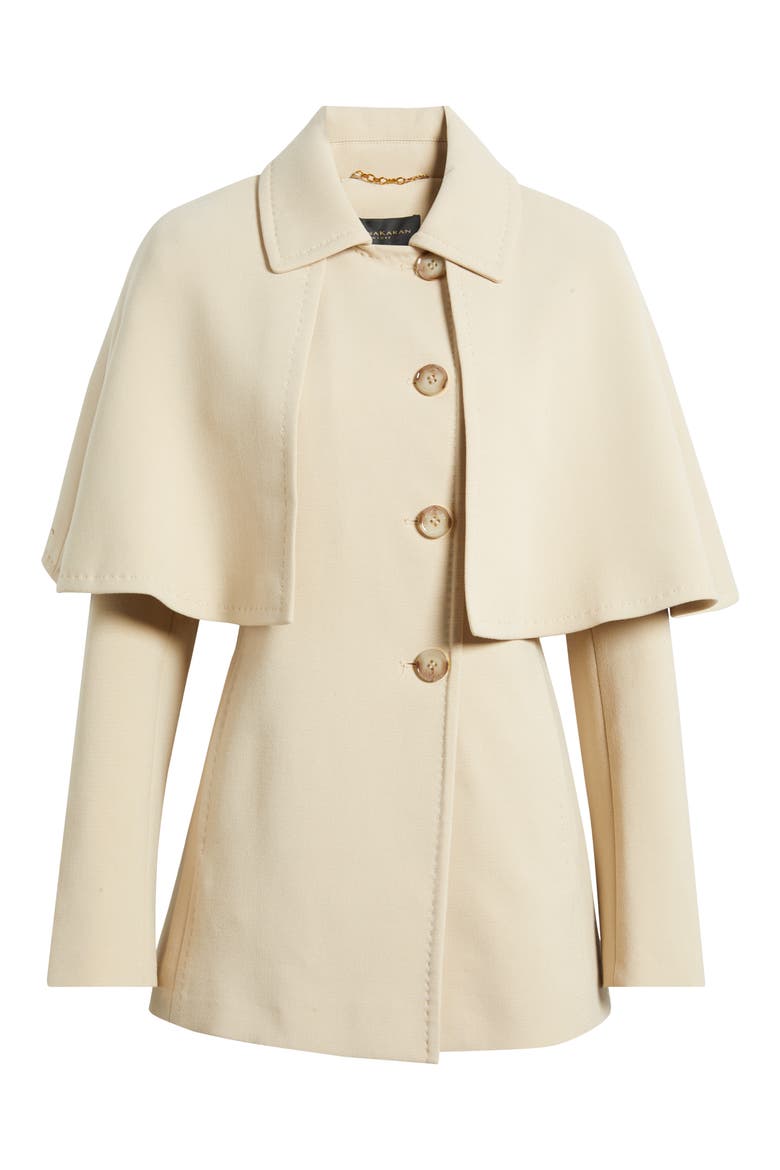 Water Repellent Crepe Raincoat with Cape, Alternate, color, IVORY