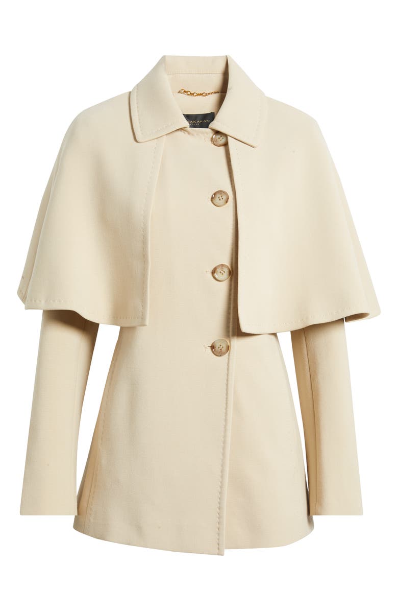 Donna Karan New York Water Repellent Crepe Raincoat with Cape, Alternate, color, Ivory