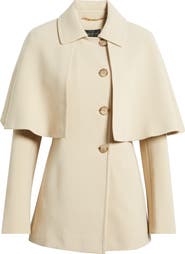 Donna Karan New York Water Repellent Crepe Raincoat with Cape