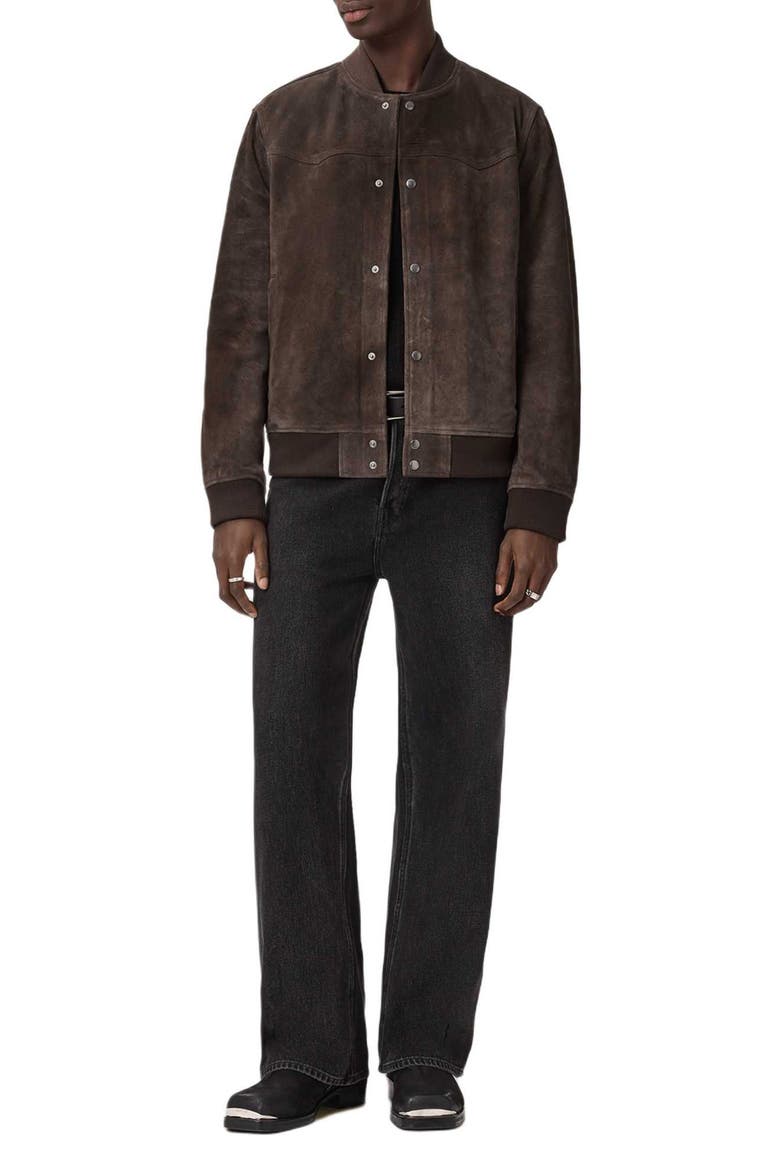 Stafford Suede Bomber Jacket, Alternate, color, WOODLAND BROWN