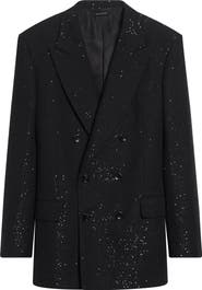 TOM FORD Sequin Light Double Breasted Wool Blend Bouclé Blazer