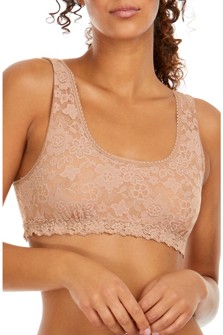 Daily Lace Overlay Scoop Neck Bralette, Main, color, TAUPE