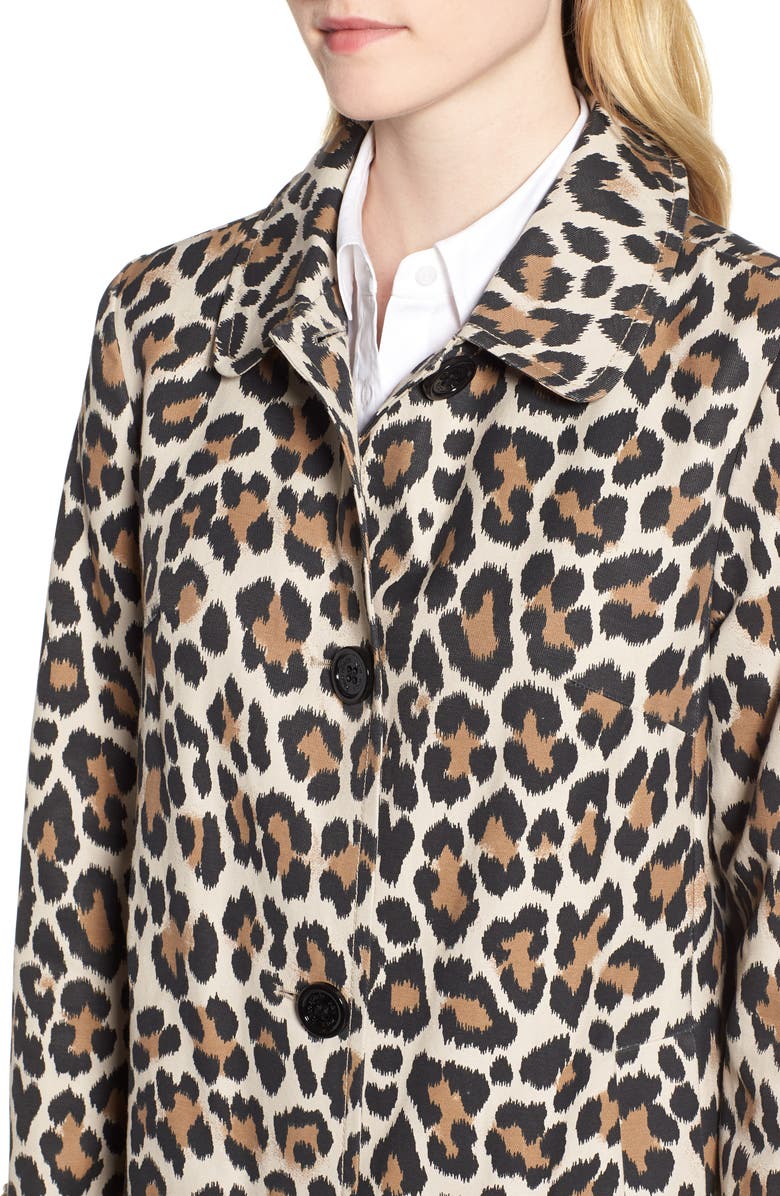 Kate Spade New York leopard print water repellent coat, Alternate, color,