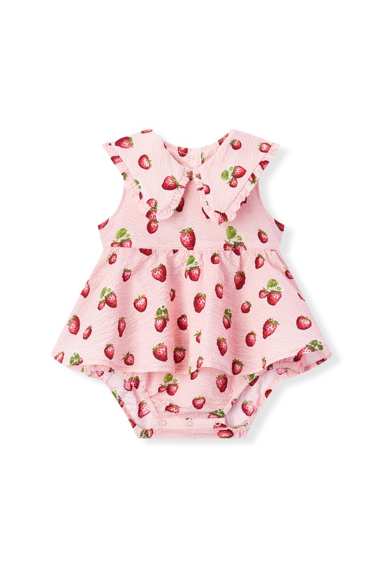 Ruffle Collar One Piece, Main, color, Strawberry