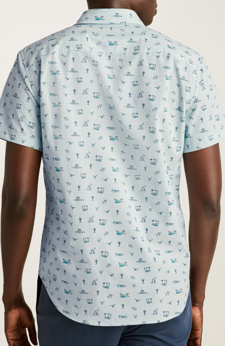 Bonobos Riviera Slim Fit Tropical Print Short Sleeve Stretch Cotton Button-Up Shirt, Alternate, color, Desert Oasis Toile V4 C29