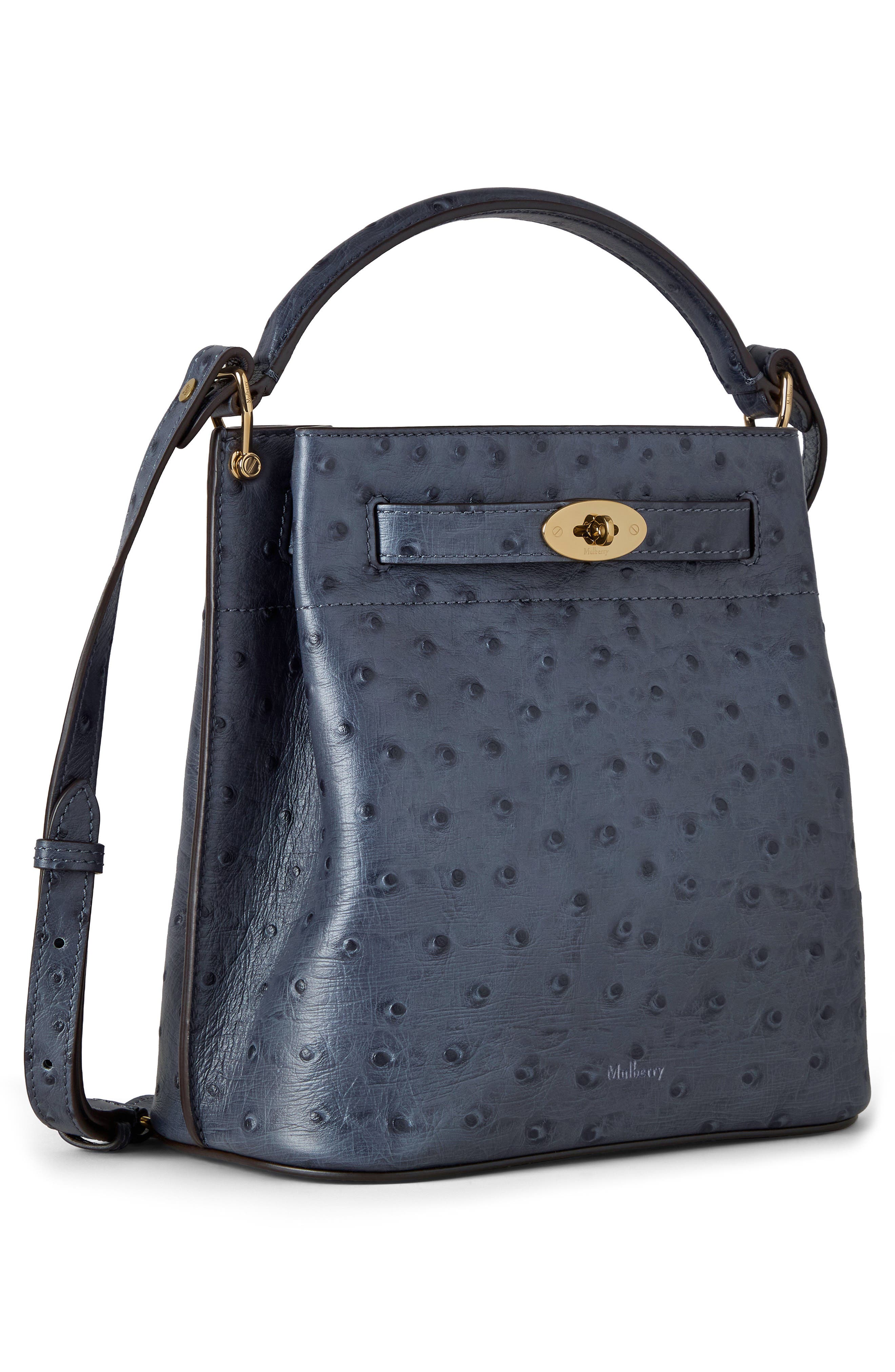 Mulberry Islington Ostrich Embossed Leather Bucket Bag, Alternate, color, Stormy Blue