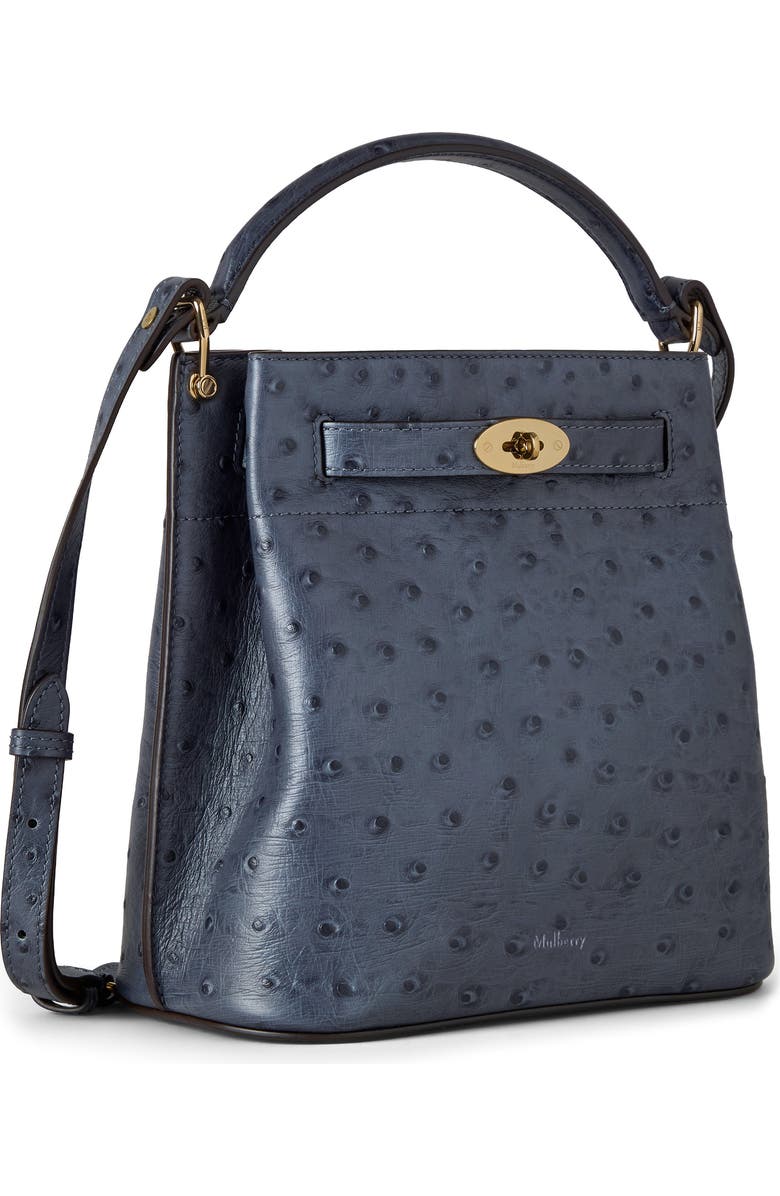 Mulberry Islington Ostrich Embossed Leather Bucket Bag, Alternate, color, Stormy Blue