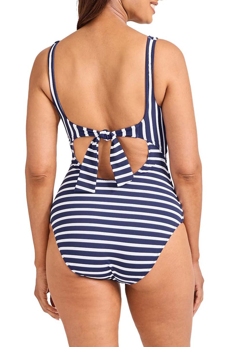 Tommy Bahama Coastline Stripe Reversible One-Piece Swimsuit, Alternate, color, Mare Navy Rev
